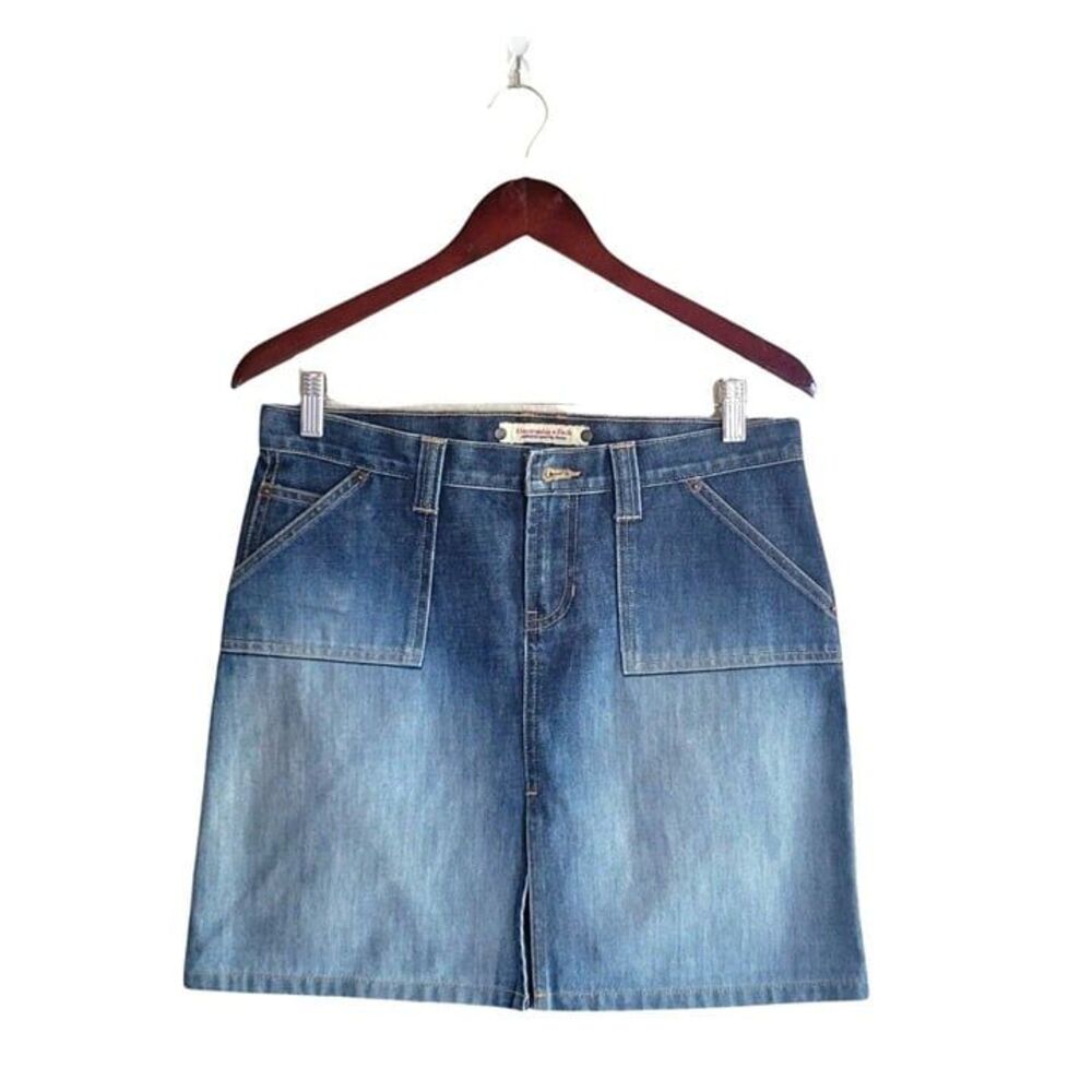 Abercrombie & Fitch Womens Skirt Blue 4 Mini Jean Denim Kick Split Like New!!
